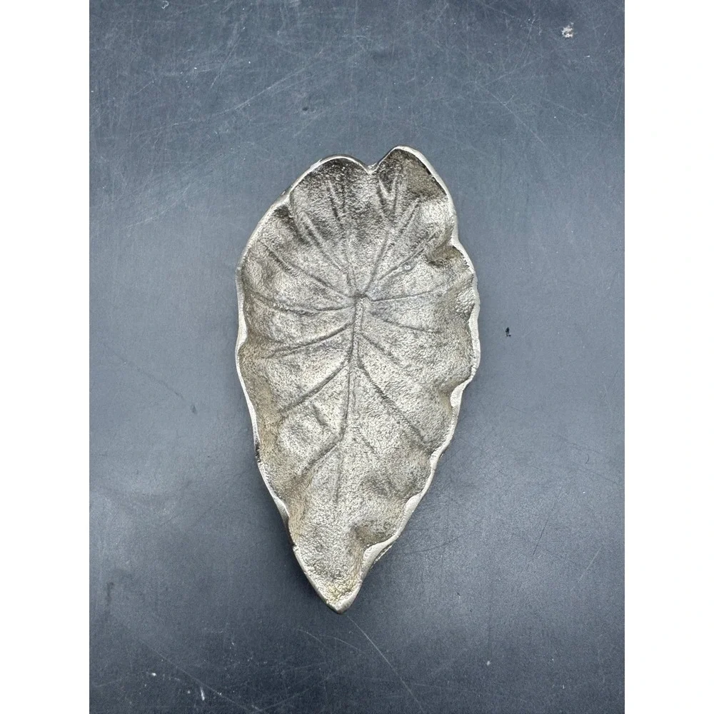 Tarro Aluminum Leaf Shaped Trinket Dish Tray Mid Century Modern 6